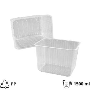 Posuda РР 1500 ml 179х132х92,9 mm prozirna, bez poklopca [50 kom/pak]