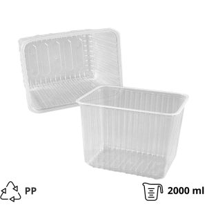 Posuda РР 2000 ml 179х132х126 mm prozirna, bez poklopca [50 kom/pak]