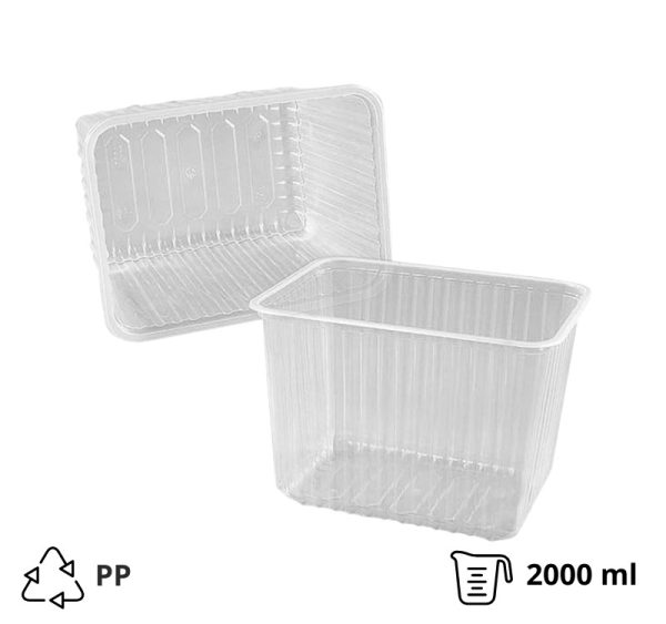 Posuda РР 2000 ml 179х132х126 mm prozirna, bez poklopca [50 kom/pak]