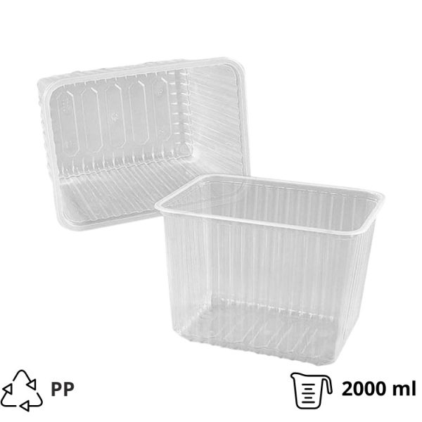 Posuda РР 2000 ml 179х132х126 mm prozirna, bez poklopca [50 kom/pak]
