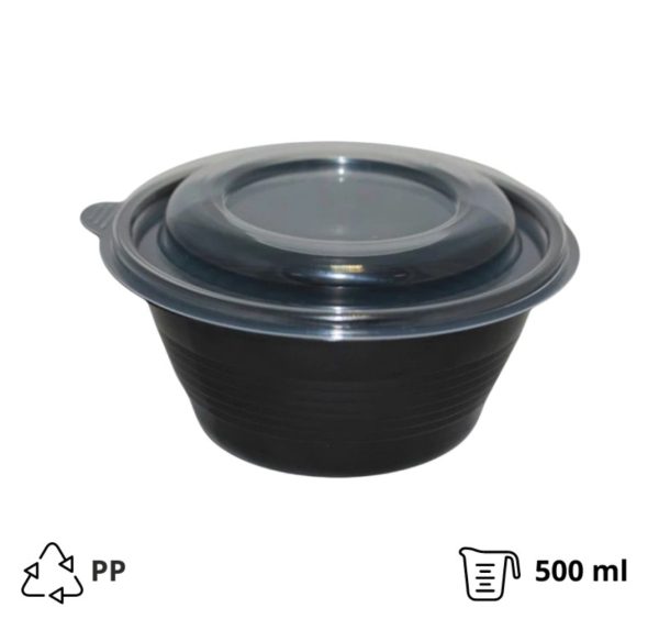 Posuda PP 500 ml d=144 mm h=52 mm crna