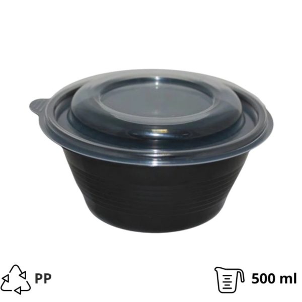 Posuda PP 500 ml d=144 mm h=52 mm crna