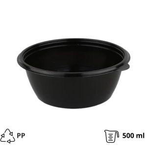 Posuda PP 500 ml d=144 mm h=59 mm crna, bez poklopca [45 kom/pak]