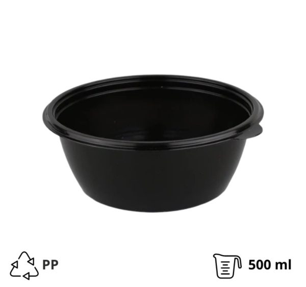 Posuda PP 500 ml d=144 mm h=59 mm crna, bez poklopca [45 kom/pak]