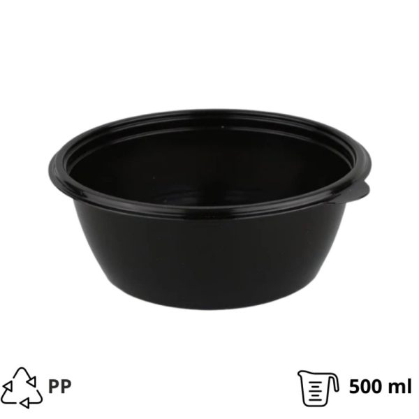 Posuda PP 500 ml d=144 mm h=59 mm crna, bez poklopca [45 kom/pak]