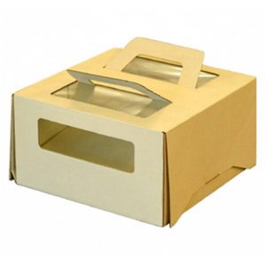Kutija za tortu s ručkama i prozorom 210х210х120 mm za 1 kg (20 kom/pak)