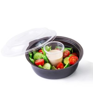 Posuda PS za salatu 450 ml, crna, dno sa zdjelico za umake (400 kom/pak)