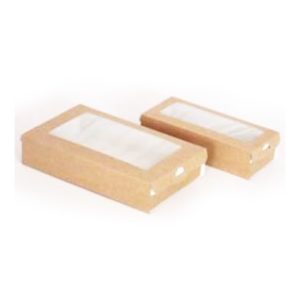 Papirnata posuda s prozorom ECO CASE 500 ml 170х70х40 mm kraft (400 kom/pak)