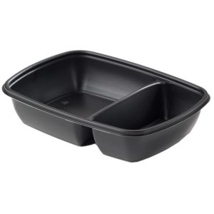 Posuda 2 odeljka PP Sabert 600/300 ml 230х165х47 mm crna bez poklopca (75 kom/pak)