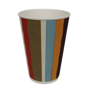 Čaša papirnata 410 ml d=90 mm 3-slojna valovita raznobojne pruge (25 kom/pak)