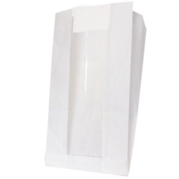 Vrećica papirnata s prozorom 200(100)x60x300 mm bijela (1000 kom/pak)