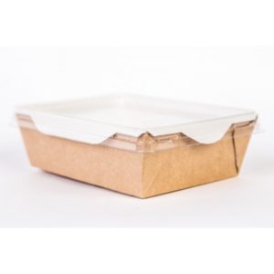 Papirnata posodica s prozornim pokrovom za solato in tople jedi ECO OpSalad 200х140х55mm 1000 ml, кraft