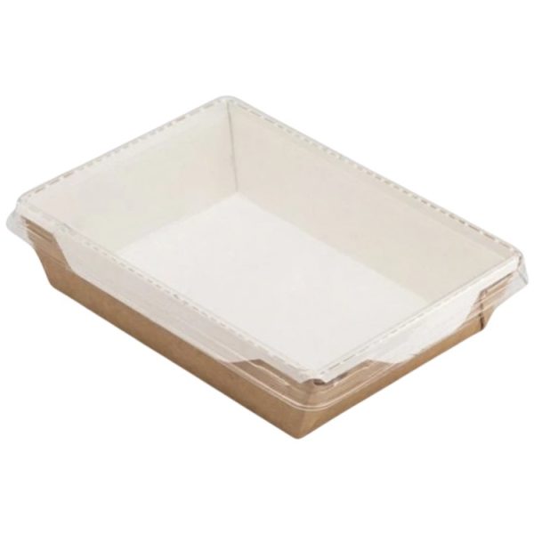 Papirnata posuda  s prozirnim poklopcem ECO OpSalad 1000 ml 200х140х55 mm kraft [49 kom/pak]