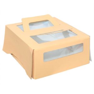 Kutija za tortu s ručkama i prozorom 260x260x130 mm za 1,5 kg (20 kom/pak)