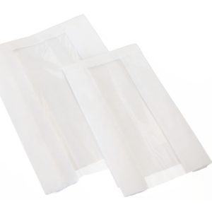 Vrećica papirnata s prozorom 140(60)х60х250 mm bijela (100 kom/pak)