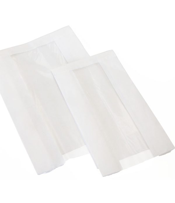 Vrećica papirnata s prozorom 140(60)х60х250 mm bijela (1500 kom/pak)