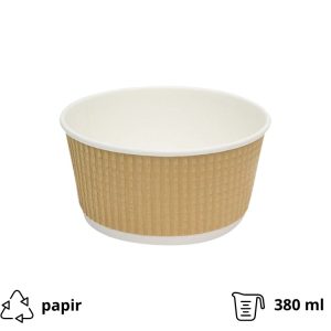 Papirnata posuda Tambien ECO 380 ml d=110 mm h=60 mm valoviti kraft, točkasta, bez poklopca 25 kom