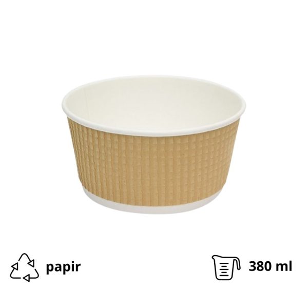 Papirnata posuda Tambien ECO 380 ml d=110 mm h=60 mm valoviti kraft, točkasta, bez poklopca 25 kom