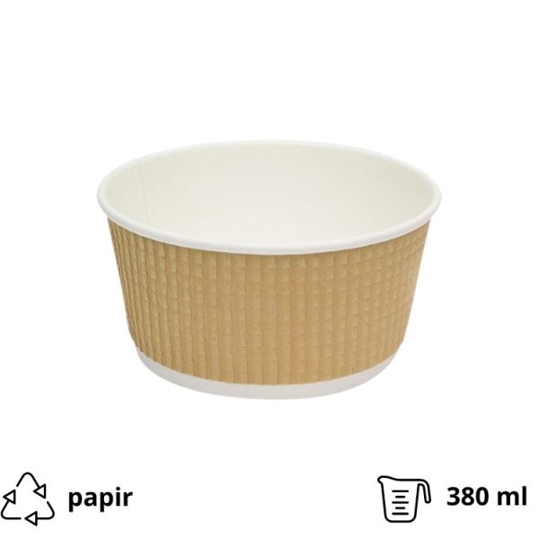 Papirnata posuda Tambien ECO 380 ml d=110 mm h=60 mm valoviti kraft, točkasta, bez poklopca 25 kom