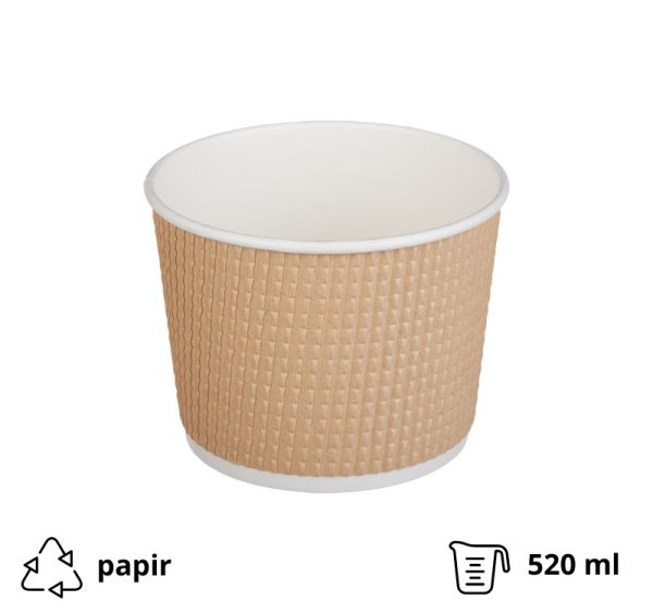Papirnata posuda Tambien ECO 520 ml d=110 mm h=84,5 mm valoviti kraft, točkasta, bez poklopca 25 kom