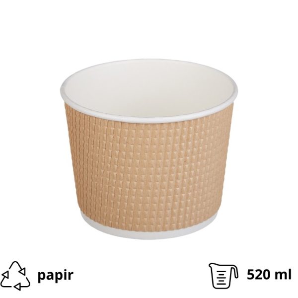 Papirnata posuda Tambien ECO 520 ml d=110 mm h=84,5 mm valoviti kraft, točkasta, bez poklopca 25 kom