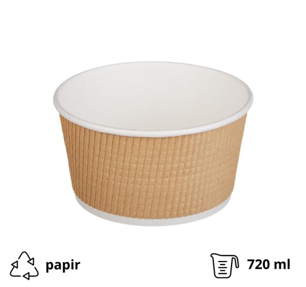 Papirnata posuda Tambien ECO 720 ml d=135 mm h=68 mm valoviti kraft, točkasta, bez poklopca 25 kom