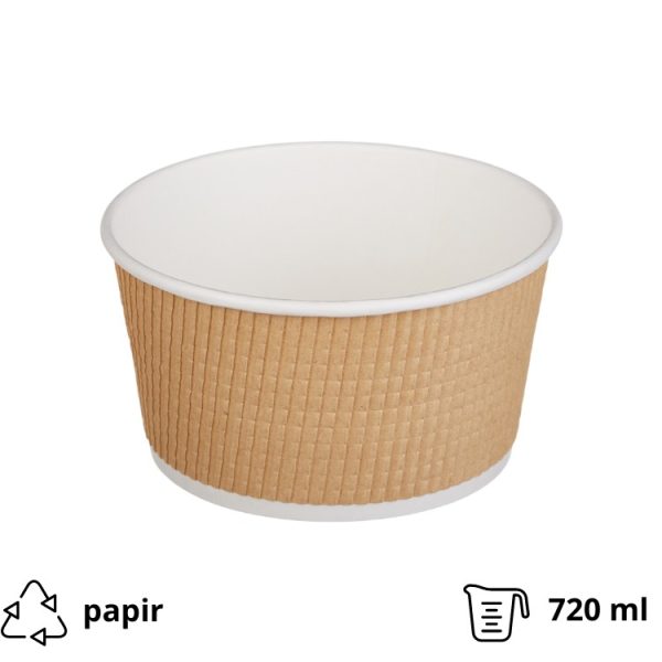 Papirnata posuda Tambien ECO 720 ml d=135 mm h=68 mm valoviti kraft, točkasta, bez poklopca 25 kom