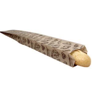 Papirnata vrećica 100x50x600 mm kraft, sa slikom kruha (100 kom/pak)