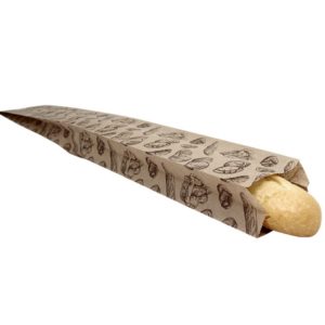 Papirnata vrećica 100x50x600 mm kraft, sa slikom kruha (500 kom/pak)