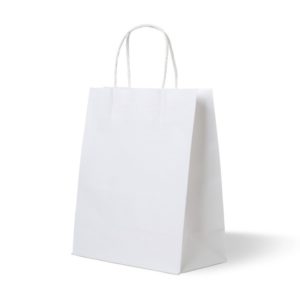 Papirnata vrećica s pletenom ručkom 320x180x370 mm bijela