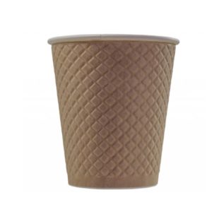 Čaša papirnata 300 ml d=90 mm 2-slojni reljef Waffle, kraft (25 kom/pak)