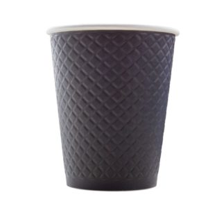 Čaša papirnata 300 ml d=90 mm reljef Waffle crna (25 kom/pak)