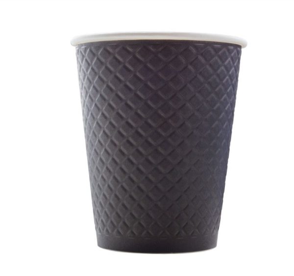 Čaša papirnata 300 ml d=90 mm reljef Waffle crna (25 kom/pak)