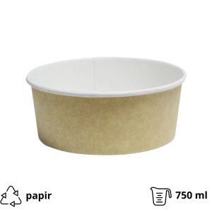 Papirnata posuda 750 ml d=150 mm h=60 mm kraft, brez poklopca 50 kom