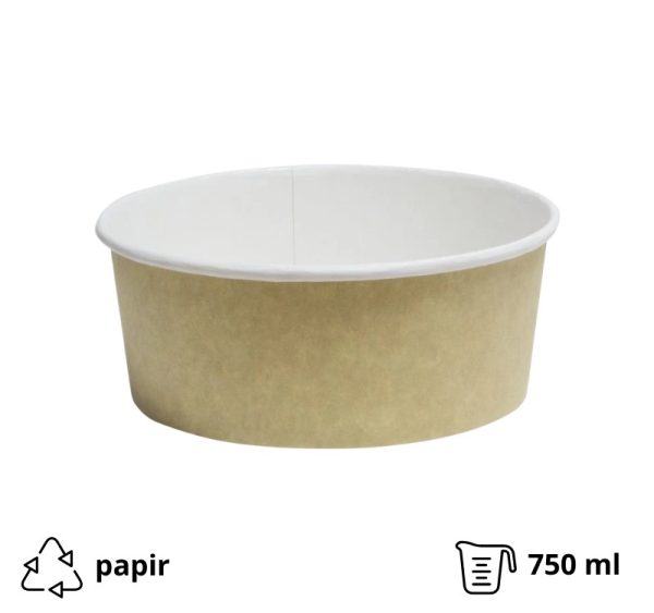Papirnata posuda 750 ml d=150 mm h=60 mm kraft, brez poklopca 50 kom