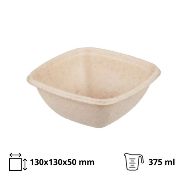 Posuda PULP Sabert 375 ml 130x130x50 mm kraft, bez poklopca 50 kom