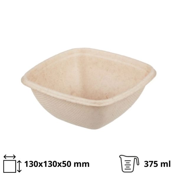 Posuda PULP Sabert 375 ml 130x130x50 mm kraft, bez poklopca 50 kom