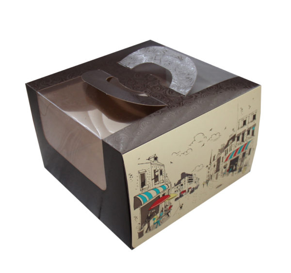 Kutija za tortu s prozorom, s ručkama 250х250х160 mm 1,2 kg Rendezvous (5 kom/pak)