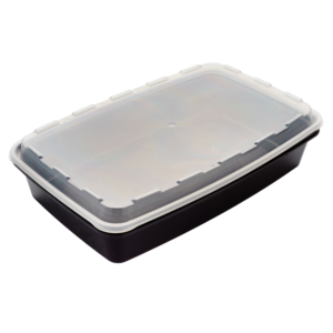 Posuda s poklopcem PP 1300 ml 250х168х50 mm crna (100 kom/pak)