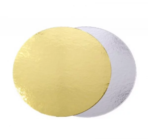 Podmetač krug za torte karton d=260 mm zlato/srebro (100 kom/pak)