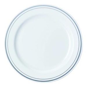 Poslužavnik Sabert PS d=23 cm bijeli sa srebrnom bordurom