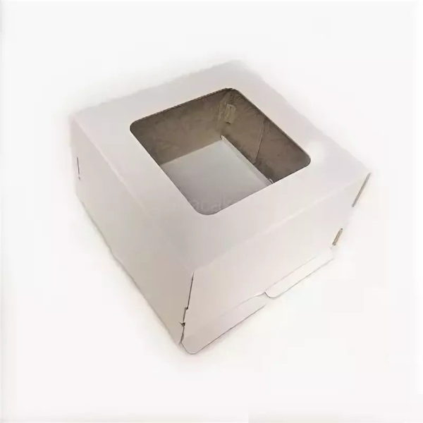 Kutija za tortu s prozorom (dno) 300x300x300 mm valoviti karton bijela (50 kom/pak)