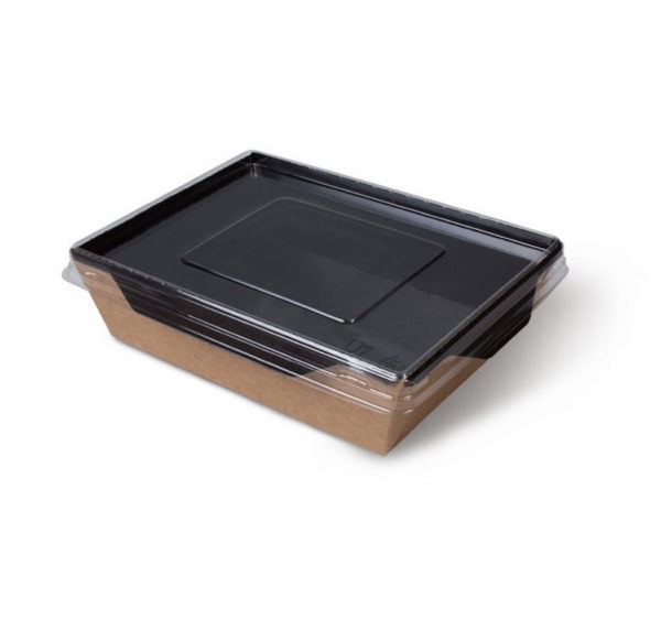 Posuda papirnata s prozirnim poklopcem ECO OPSalad 800 ml 186х106х55 mm Black Edition (50 kom/pak)