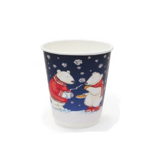 Čaša papirnata 250 ml d=80 mm 2-slojni soft touch Bijeli medvjedi (25 kom/pak)