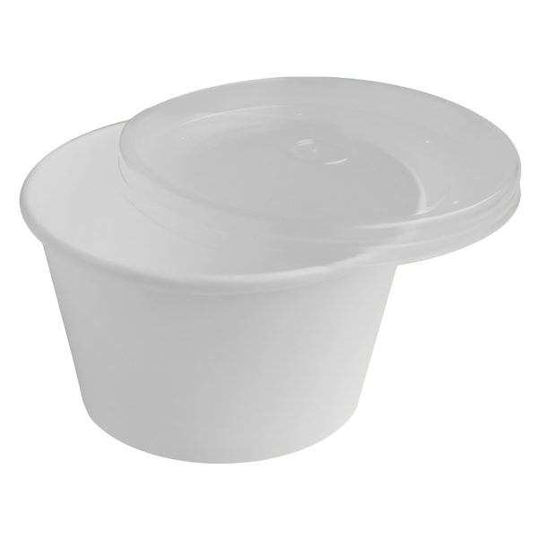 Posuda papirnata 500 ml d = 121 mm, h = 72 mm bijela za topla jela za poklopcem, 50 kom (komplet)