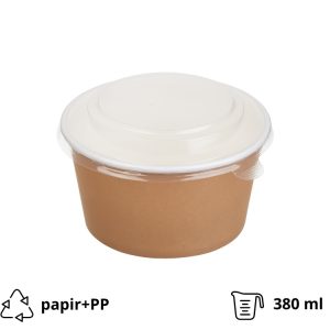 Posuda papirnata Tambien ECO 380ml d=110 mm, h=60mm Kraft, s poklopcem, 50 kom (komplet)