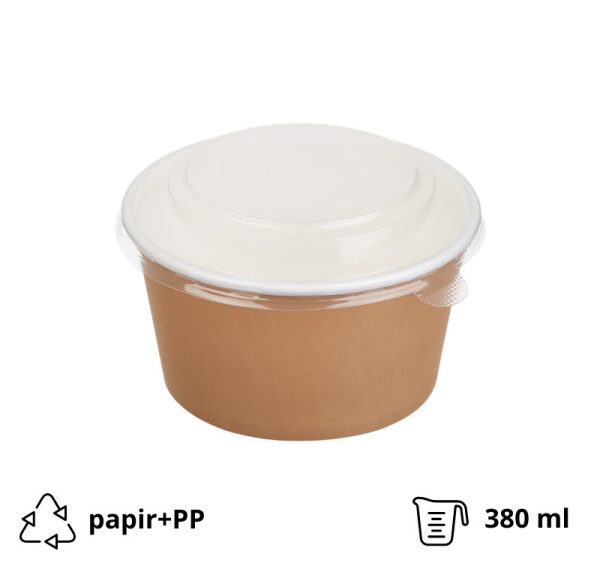 Posuda papirnata Tambien ECO 380ml d=110 mm, h=60mm Kraft, s poklopcem, 50 kom (komplet)