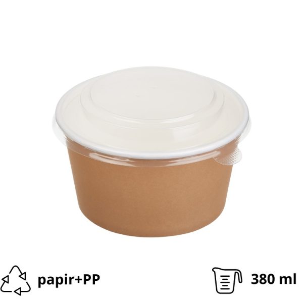 Posuda papirnata Tambien ECO 380ml d=110 mm, h=60mm Kraft, s poklopcem, 50 kom (komplet)