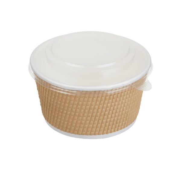 Posuda papirnata Tambien ECO d=135mm, h=68mm, 720 ml, gofriran kraft, točkasta linija za poklopcem, 50 kom (komplet)
