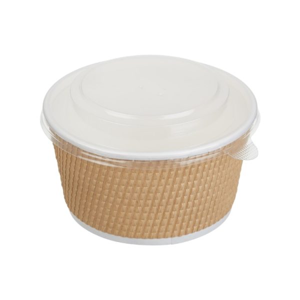 Posuda papirnata Tambien ECO d=135mm, h=68mm, 720 ml, gofriran kraft, točkasta linija za poklopcem, 50 kom (komplet)